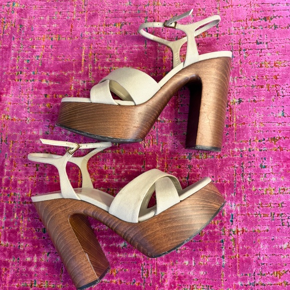 Saint Laurent Bianca Platform Sandal in Beige- 39 - Picture 3 of 7